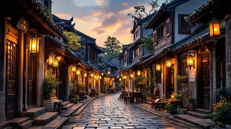 古镇巷弄漫步，青石板上的旧时光 - 泡泡影院